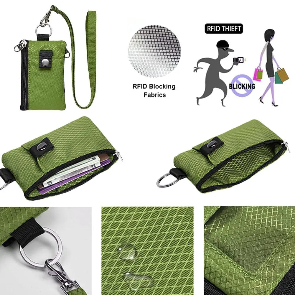 Mini Slim Zipper Keychain Wallet – Water-Resistant Card Holder