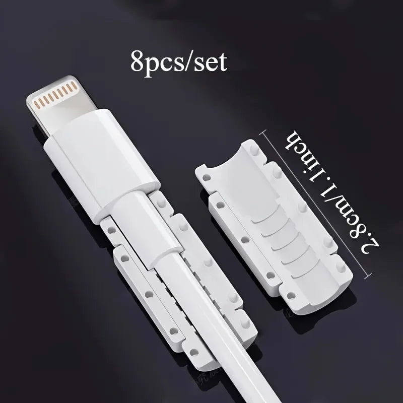 8-Pack Silicone PVC Cable Protectors - Charging Wire Guards for Phone, USB, Non-Electronic Accessory , Flexible Protection Oasis Select 8pcs