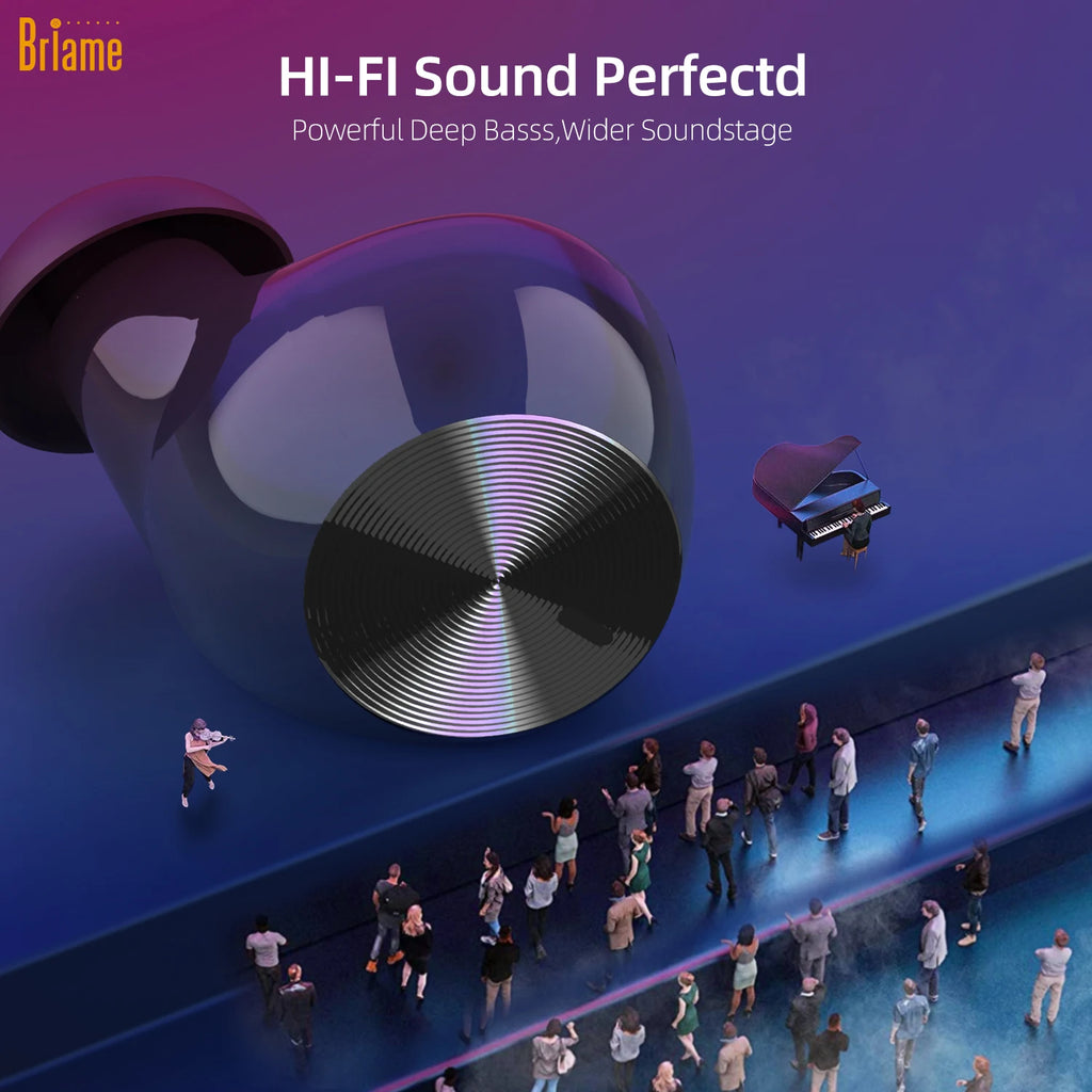 Briame Mini Bluetooth Earphones Wireless In-Ear Headphones with Microphone for Sports And Running Hifi Sound Headset Game Oasis Select