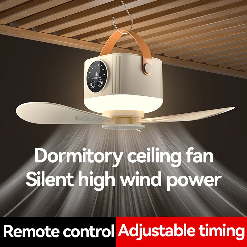 7200mAh Portable Ceiling Fan with LED Light Mosquito Repellent Remote Control 12H Timing Hanging Fan For Camping Tent Dorm Oasis Select
