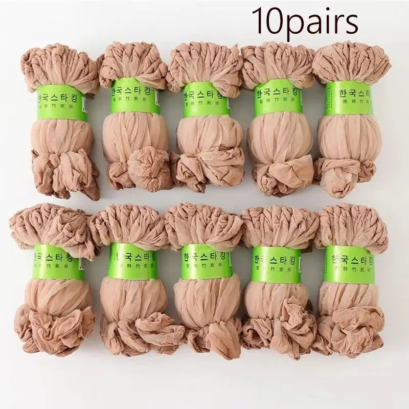 10/20/30/50Pairs Transparent Summer Socks Ultrathin Women Nylon Ladies Female Short Ankle Meias Elastic Crystal Spring Silk Sox Oasis Select 10pairs Skin One Size