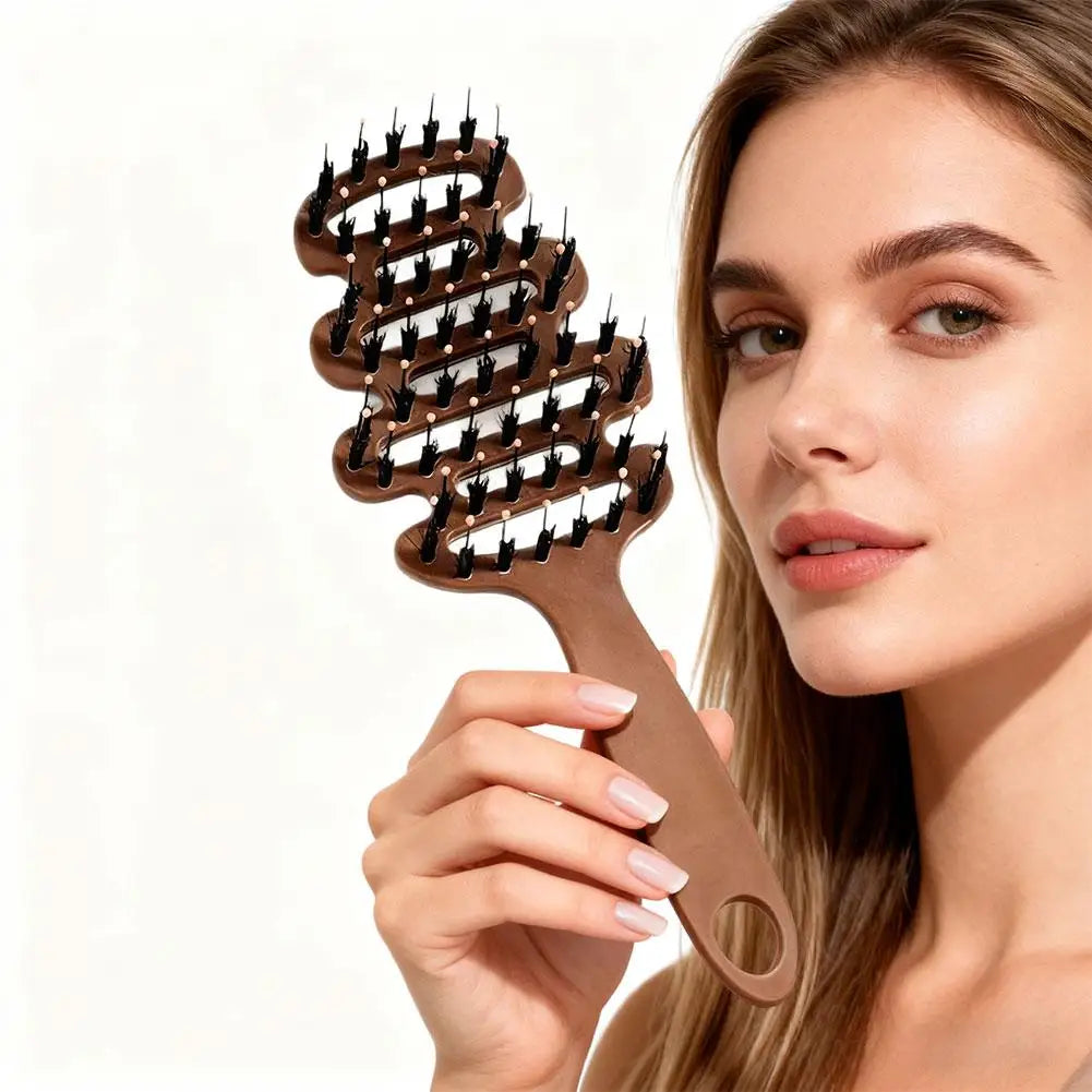 2 PCS Anti-Static Hair Comb Pig Bristle Detangler Professional Salon Comb for Black Hair And Wigs Shampoo Brush Detangling Comb Oasis Select