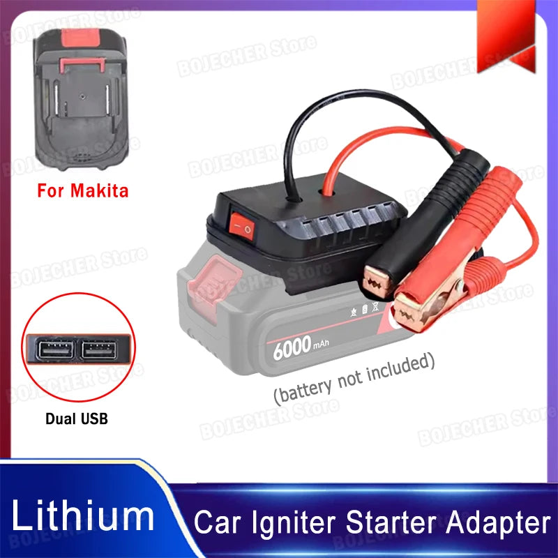 Car Battery Starting Booster For Makita Batteries Car Igniter Starter Adapter With Dual USB Ports Emergency Start-up Lighting Oasis Select