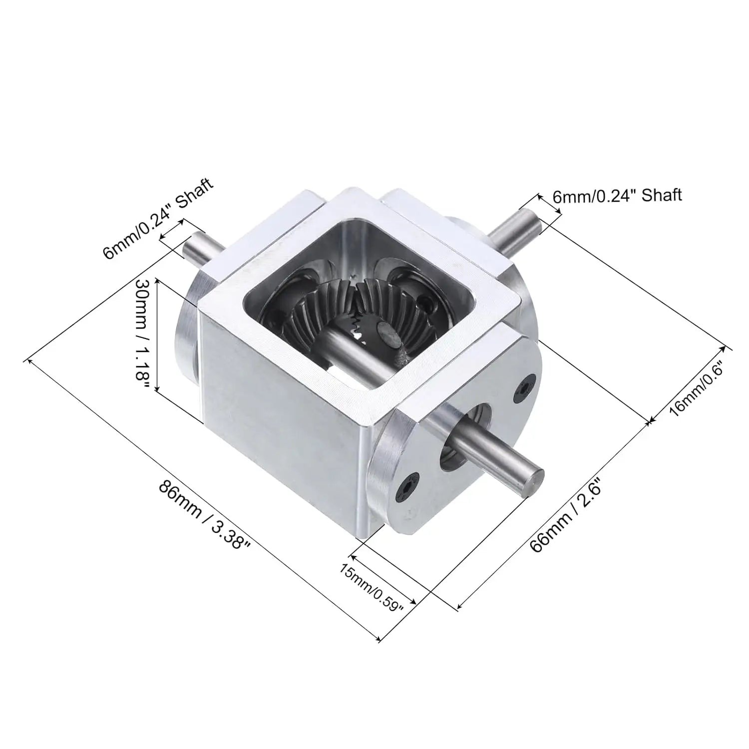 New Gear-Box 90 Degree Right Angle Bevel Gear-Box 1:1 Single Output Shaft 1 Module 20 Teeth Bevel Gear Aluminum Frame Oasis Select
