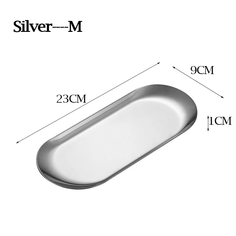3-Piece Stainless Steel Serving Plate Set – Gold Silver Rose Gold Serving Plate Set Oasis Select Silver--M