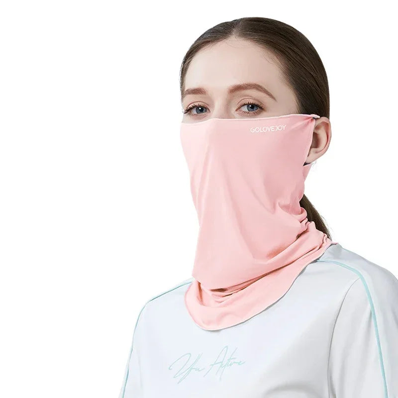 Cycling Face Mask Unisex Ice Silk Breathable Balaclava Ultraviolet Face Mask UV Blocking Military Bandana Multicam Gaiter Scarf Oasis Select Pink B