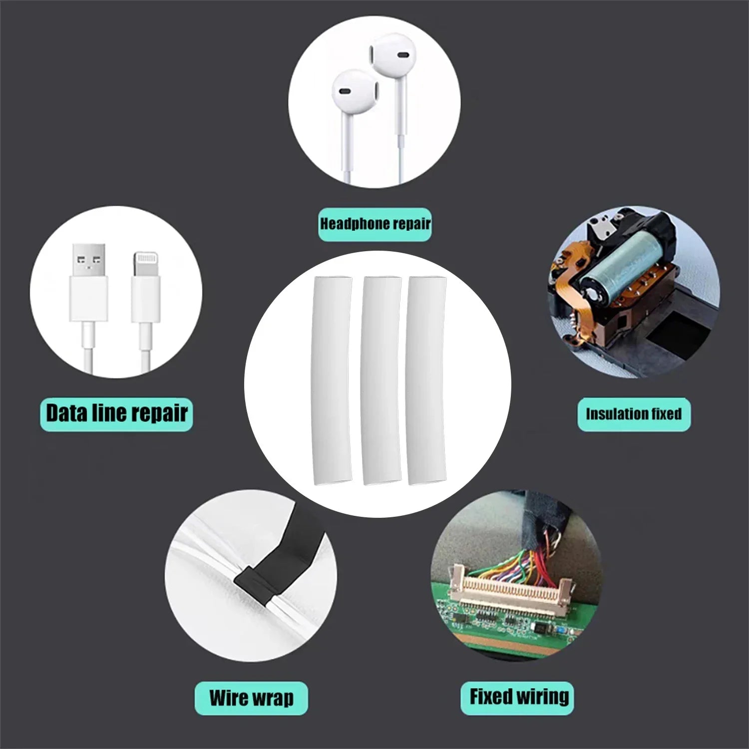 4/8/16pcs Heat Shrink Tube Kit Thermoresistant Tubing Heat Shrink Wire Wrapping Charging Data Cable Insulation Sleeved Protecter Oasis Select