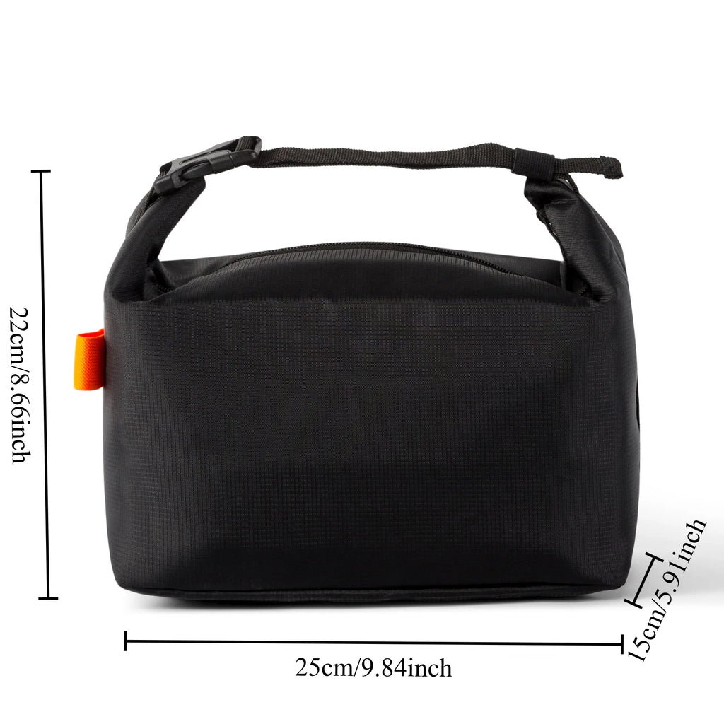 1pcs Handheld Lunch Box Bag Portable Insulated Lunch Box Bag Thickened Aluminum Foil Waterproof Insulation Oasis Select Black
