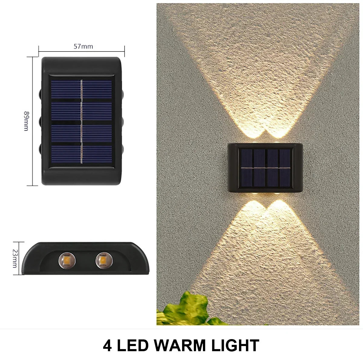 Super Bright COB Solar Wall Lamp Outdoor IP65 Waterproof Solar Powered Light Garden Garage Yard Decoration Outside Sunlights Oasis Select 4LED-WARM