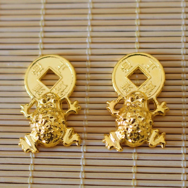 Feng Shui Lucky Golden Frog Alloy Wallet Charm Amulet