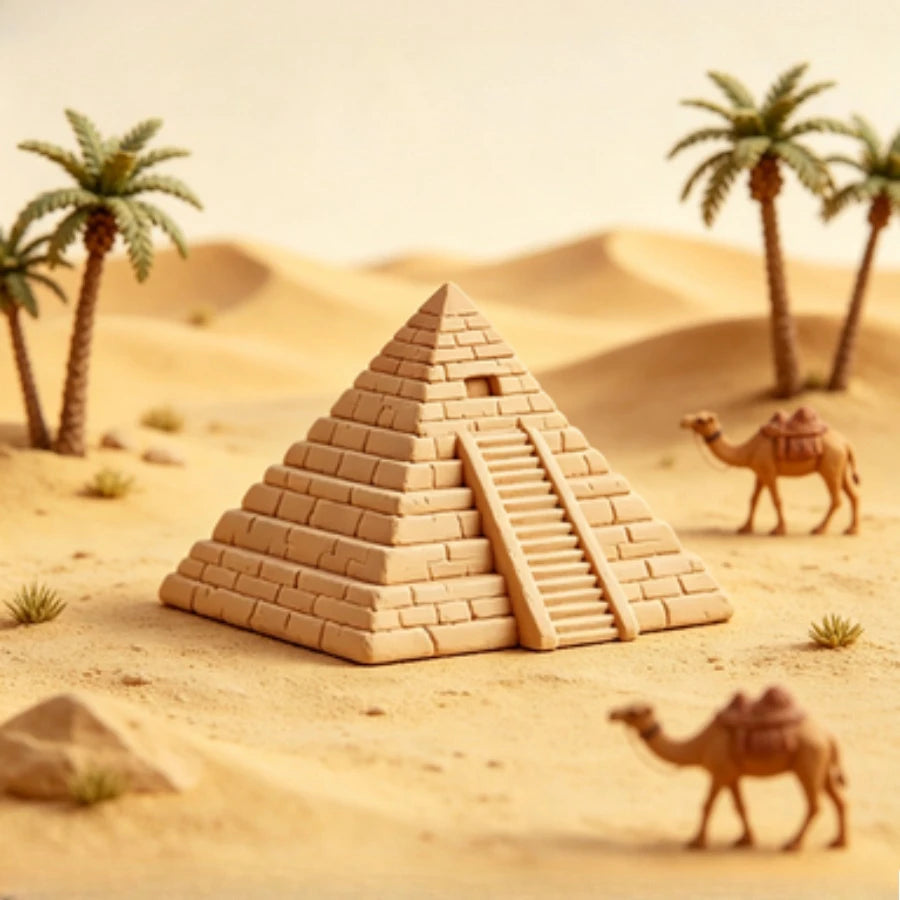 3D Printed Egyptian Pyramid Model Miniature Ancient Egypt Architecture Ornament Home Office Desk Decor Feng Shui Craft Gifts Oasis Select