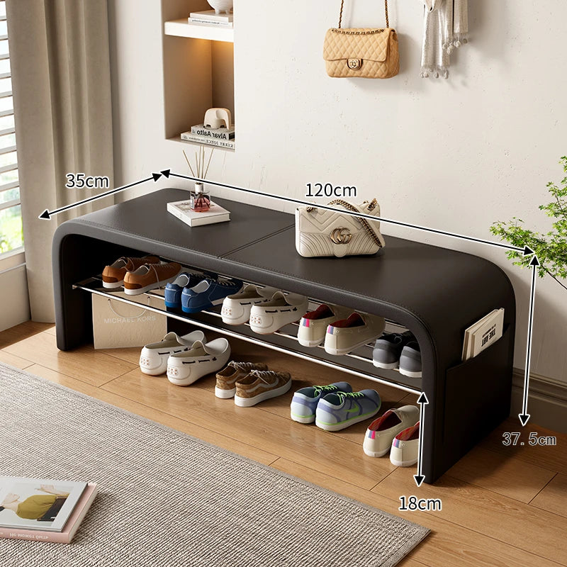 Light luxury shoe changing stool for home use, shoe wearing stool, shoe cabinet, integrated bed end stool Oasis Select Black 120
