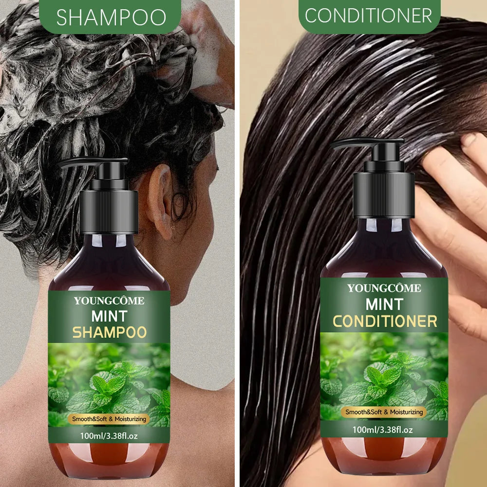 YOUNGCOME Peppermint Oil Shampoo & Conditioner Set 3.38 oz Shampoo & Conditioner Set Oasis Select