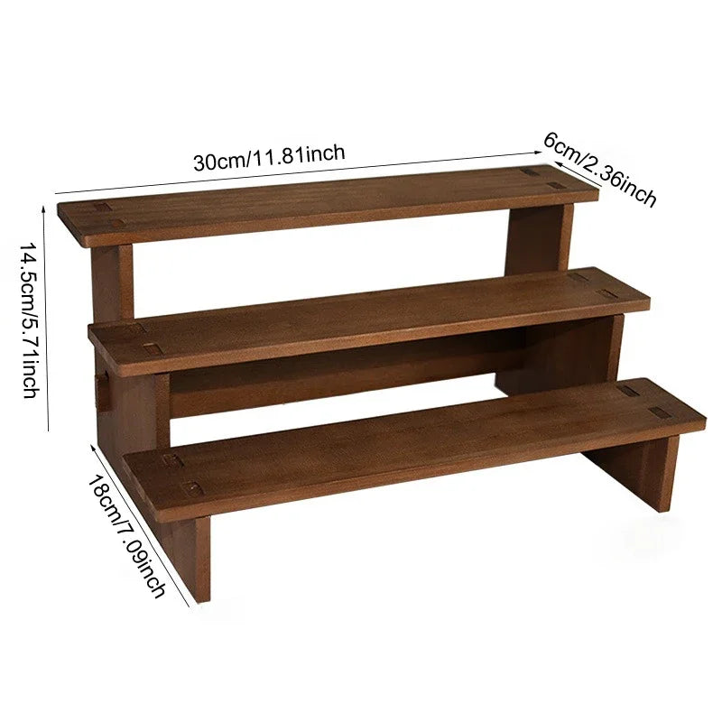 Wooden Multi-Tier Jewelry & Figurine Display Stand | 2–5 Layers