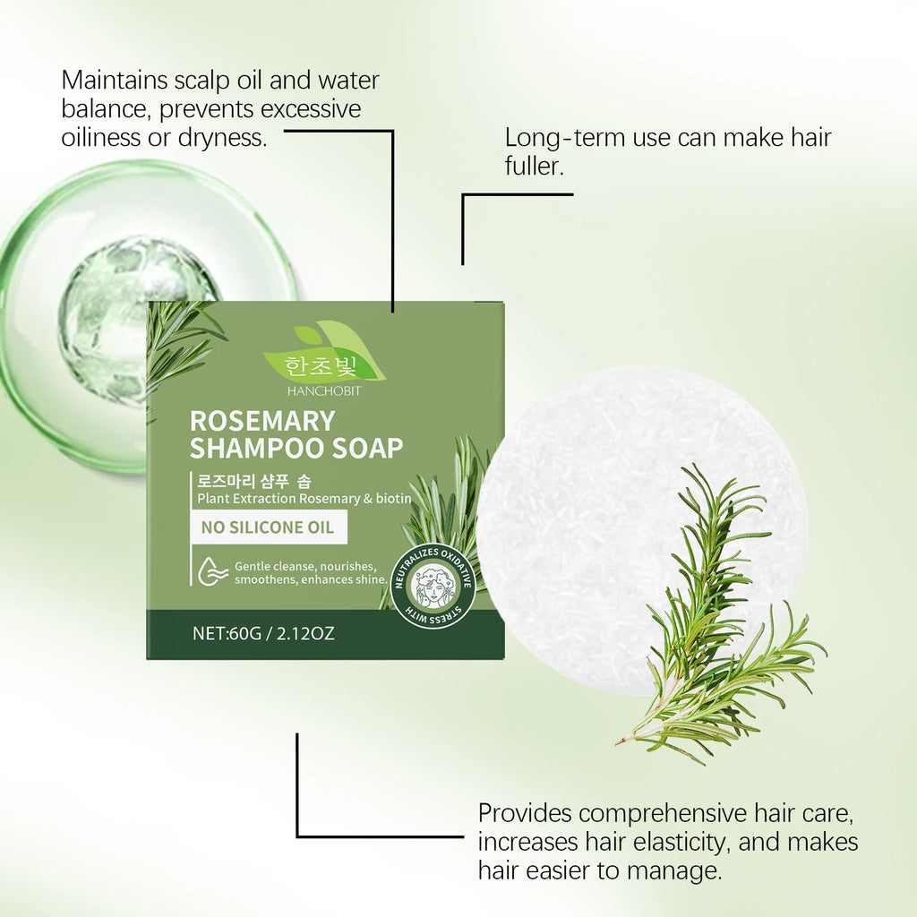 Rosemary Shampoo Bar: Gentle Scalp-Cleansing, Daily Deep-Nourishing Hair Soap for Hair Nourishment & Strengthening Oasis Select