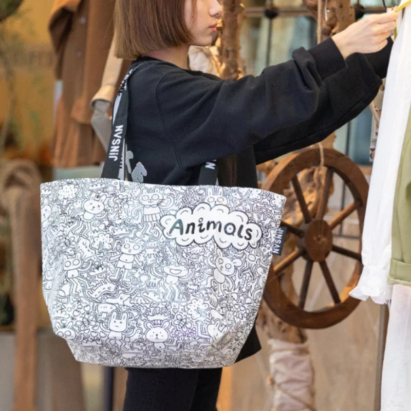 Large Waterproof Woven Shopping Bag | Foldable Colour Tote