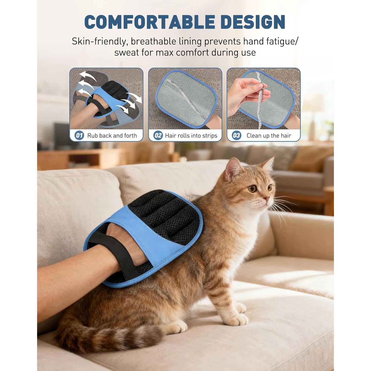 2 Pack Electrostatic Magic Brush Pet Hair Removal Gloves Suitable for Dogs & Cats,Portable Lint Brush for Grooming, Pet Shop Oasis Select