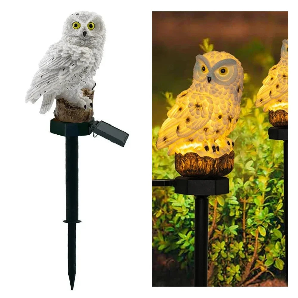 Solar Powered Resin Dog Bird Owl Lawn Lamp Solar Led Light Outdoor Garden Decoration Lamp Waterproof Solar Lights Oasis Select White owl