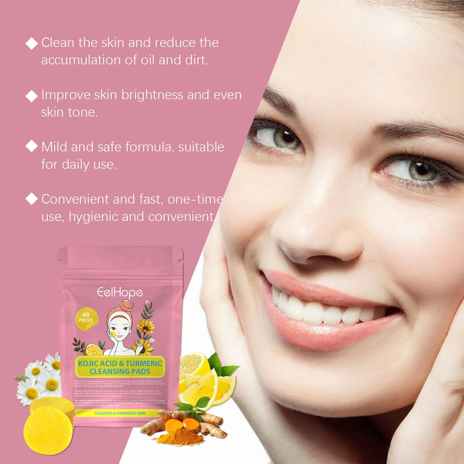 Turmeric Kojic Exfoliating Facial Pads – Brighten & Cleanse Facial Exfoliation Pads Oasis Select