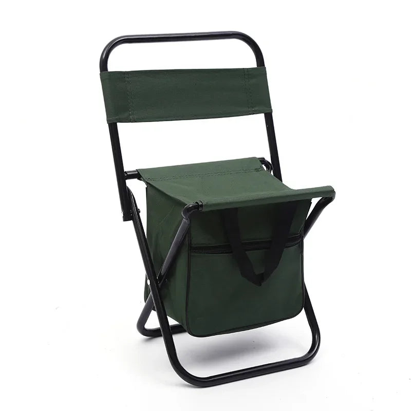 Fishing Stool Detachable Portable Folding Chair Beach Camping Chair with Cooler Bag Backrest Lightweight Outdoor Folding Chair Oasis Select green