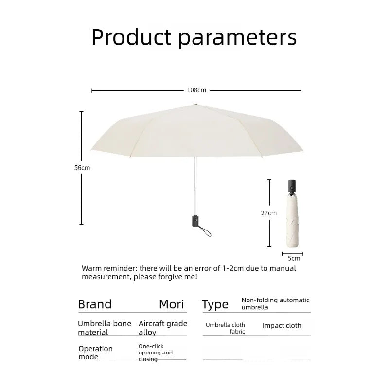 Automatic Ultra Light Umbrella Labor-saving Lazy Parasol Easy Fold & Quick Storage Compact Rain Gear for Travel Use Oasis Select