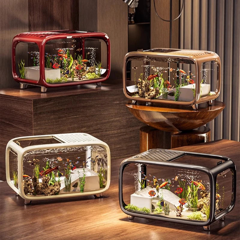 2025 New Household Living Room Fish Tank Ecological Landscape Desktop Small Turtle Tank Plastic Fish Tank Oasis Select