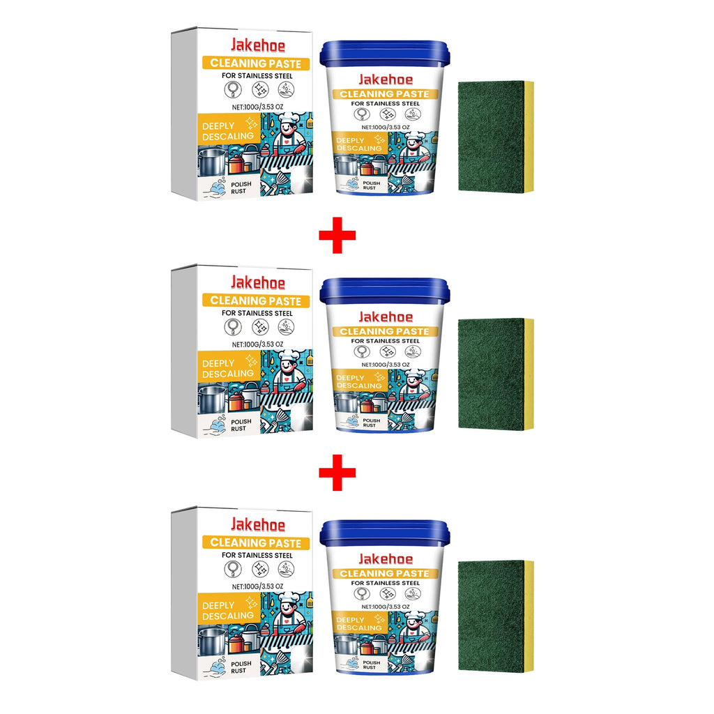 Stainless Steel Cleaning Paste Pot Pan Black Dirts Cleaner Oven Rust Remover Oil Descaling Cookware Metal Polish Cleaning Cream Oasis Select 3 X 100g boxed