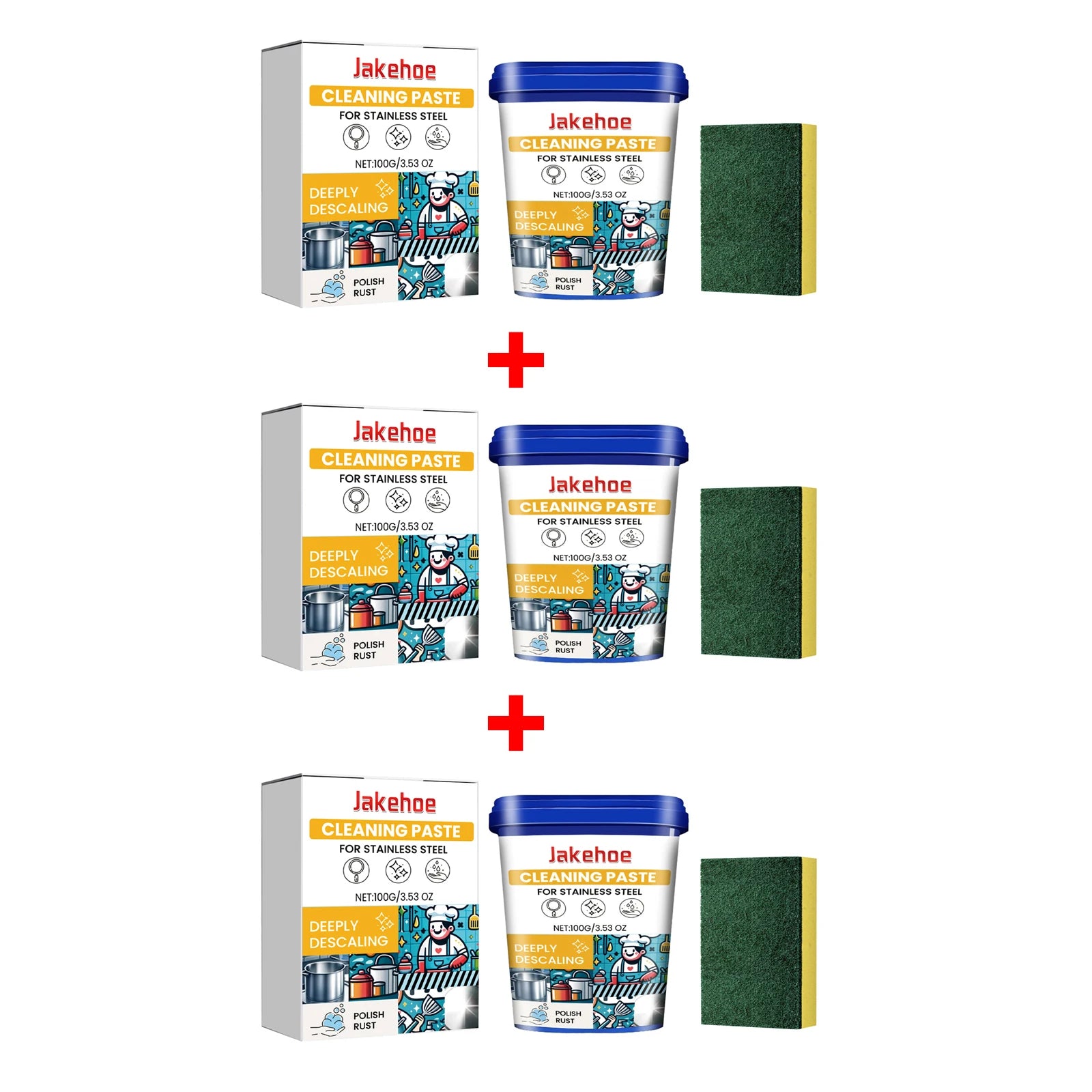Stainless Steel Cleaning Paste Pot Pan Black Dirts Cleaner Oven Rust Remover Oil Descaling Cookware Metal Polish Cleaning Cream Oasis Select 3 X 100g boxed