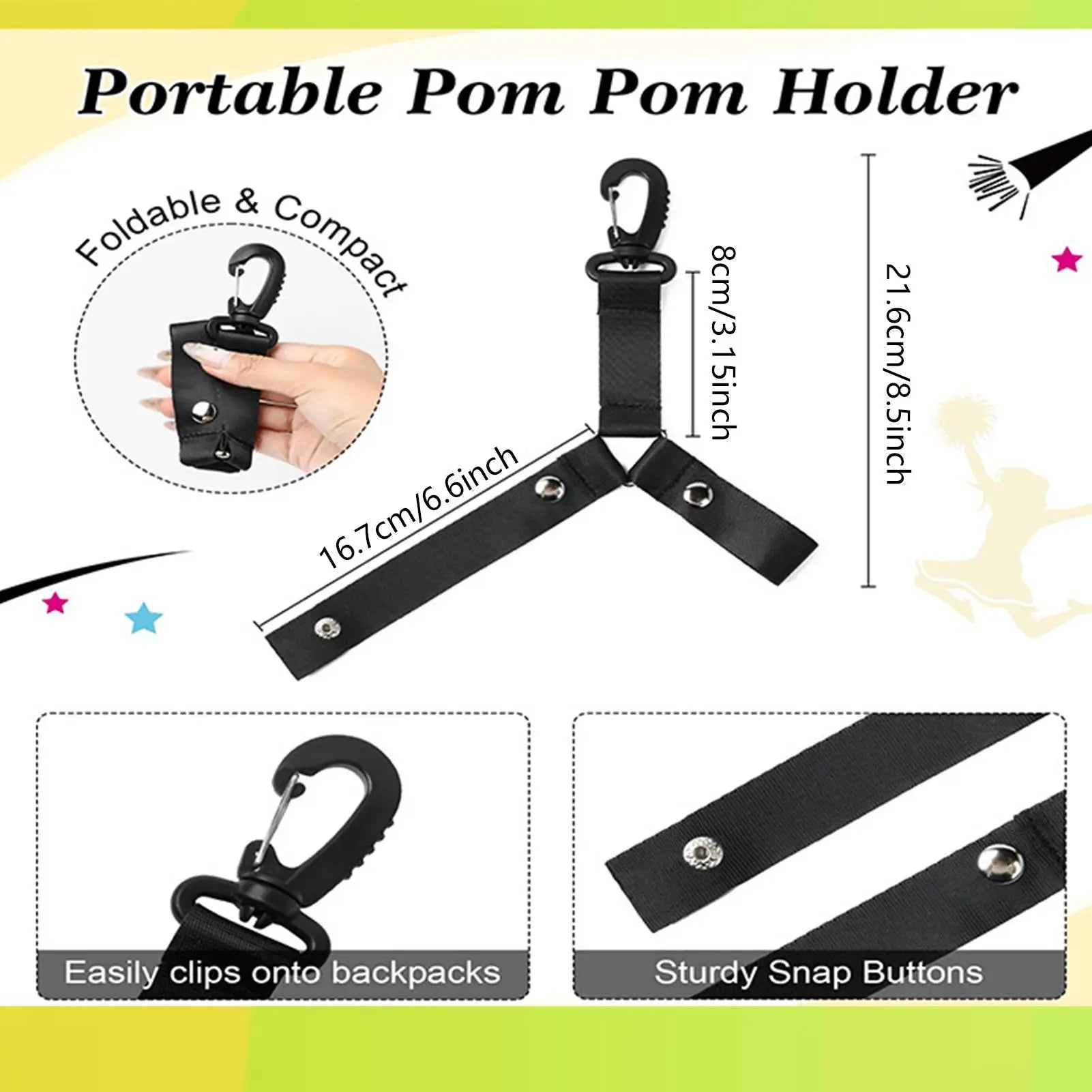 Pom Holders for Cheer Bag Organizer With Snapbutton Durable Hanger For Multiple Poms Cheer Gear Accessory Organizer Hanger Oasis Select