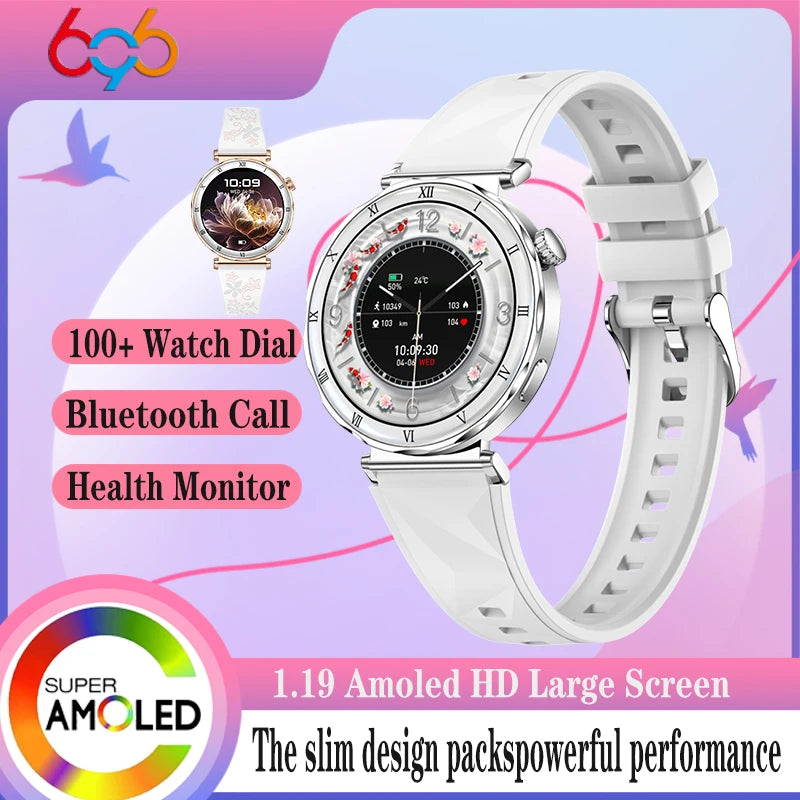 Women Smartwatch Information Push 1.19 Inch Amoled Screen Smart Watch Sleep Health Monitor Blue Tooth Call Sports Fitness Music Oasis Select