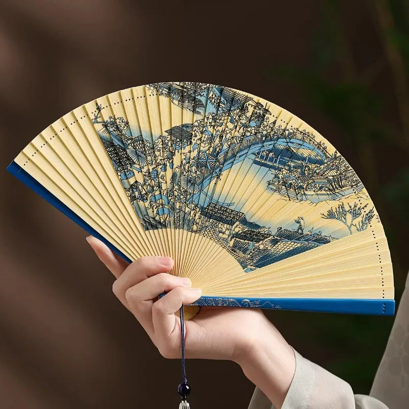 All Bamboo Folding Fan Compact and Portable Chinese Style Portable Ancient Style Folding Fan Cheongsam Fashion Show Oasis Select