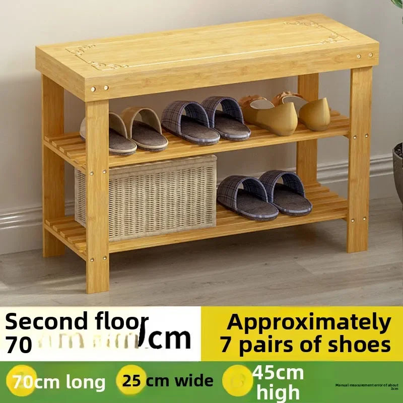 Shoe changing stool household door shoe cabinet seat stool integrated seated small stool wear shoe stool soft bag shoe rack Oasis Select Primary-2 layer-70cm