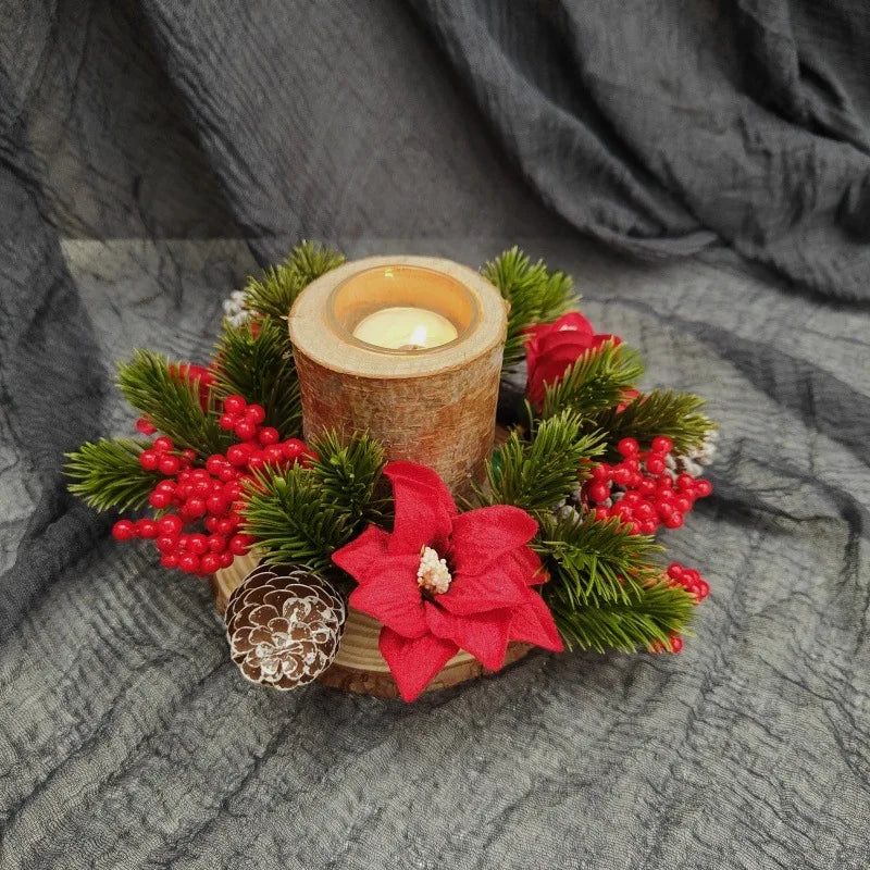 Christmas Candle Holder Wreath With Pinecones And Red Berries Candle Wreath Decorative Ornament Artificial Wreath Oasis Select