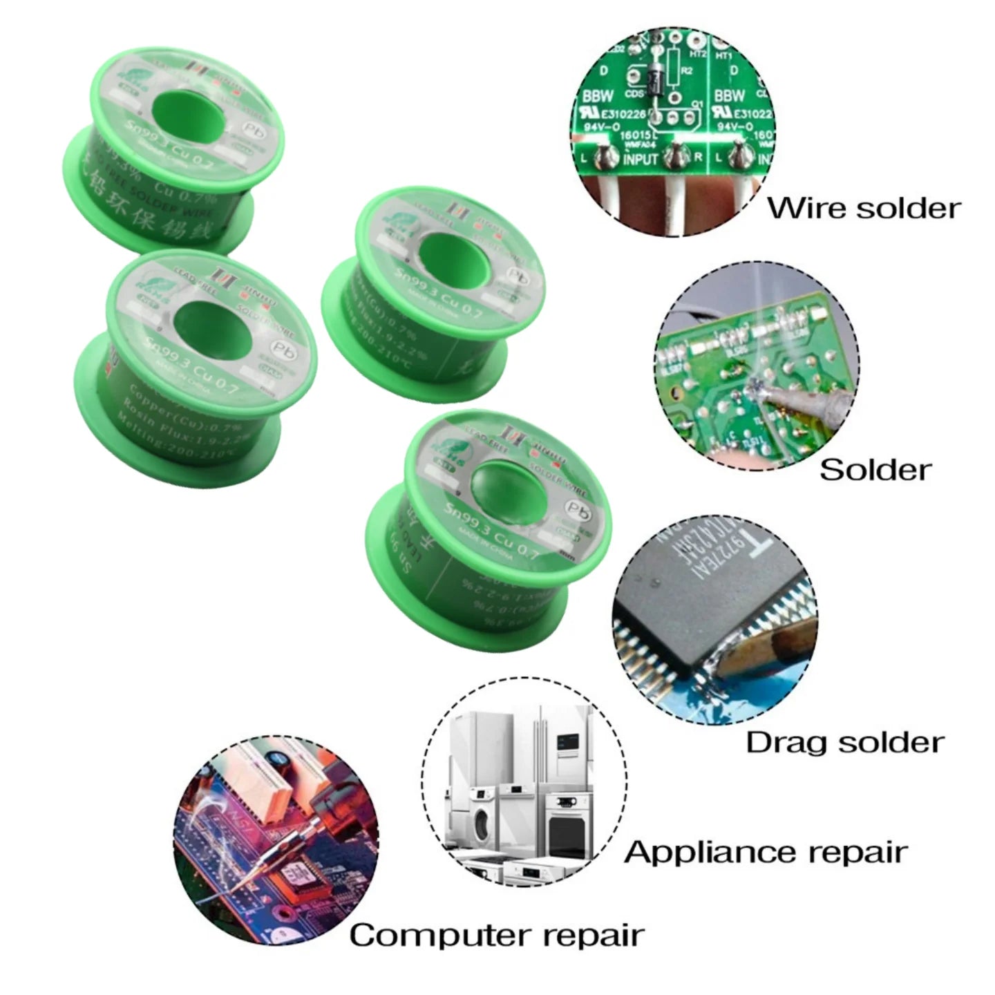 Lead-Free Solder Wire SN99.3 Cu0.7 Flux Core Reel 50g Solder Wire Reel Oasis Select