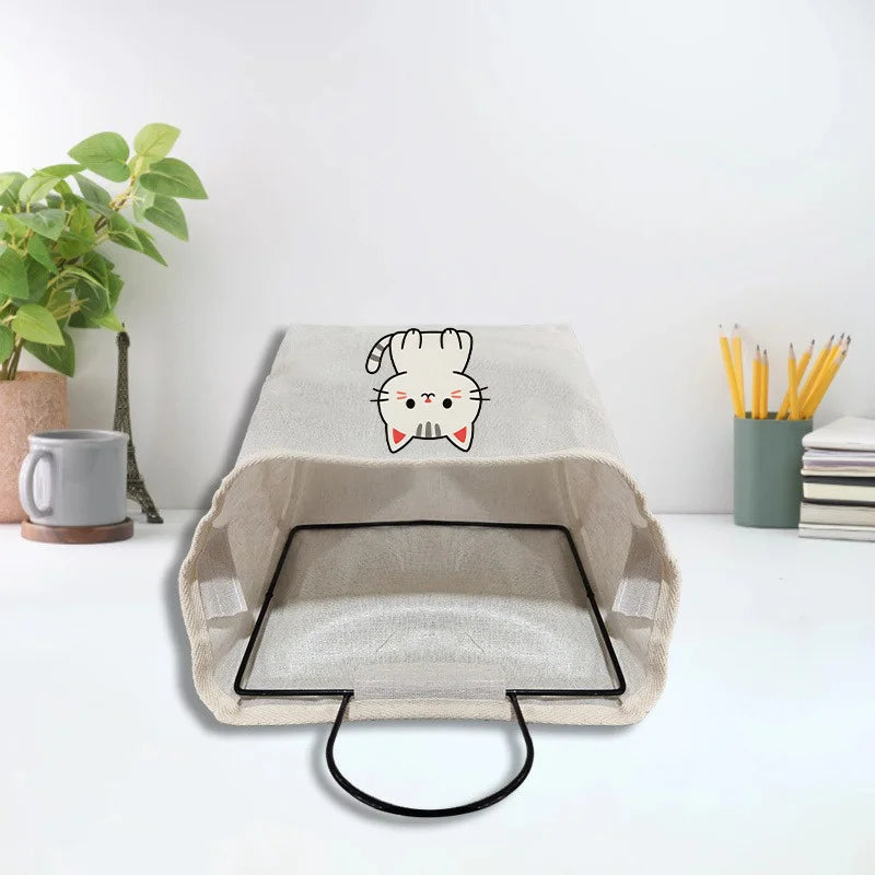 Wall Mount Fabric Storage Basket Large Cute Kitten Print Multifunctional Space Saving Basket For Bathroom Plants Towels Tools Oasis Select