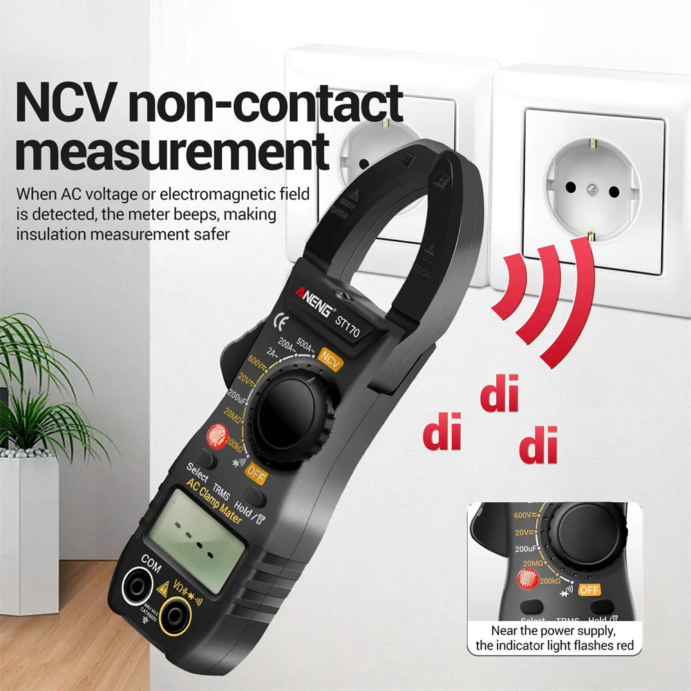 ANENG ST170 Clamp Meter Multimeter Digital Tester 1999 Counts AC/DC Voltage voltmeter Hz Capacitance NCV Ohm Diode Tester Tools Oasis Select
