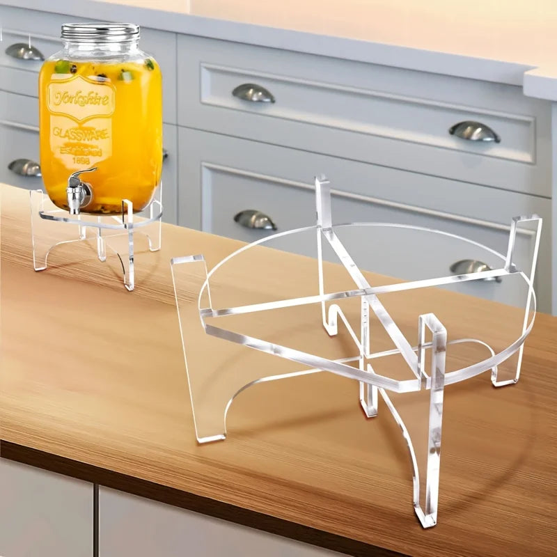 Acrylic Display Stand For Jar Dispenser Water Juice Drink Clear Round Holder Tabletop Rack Oasis Select