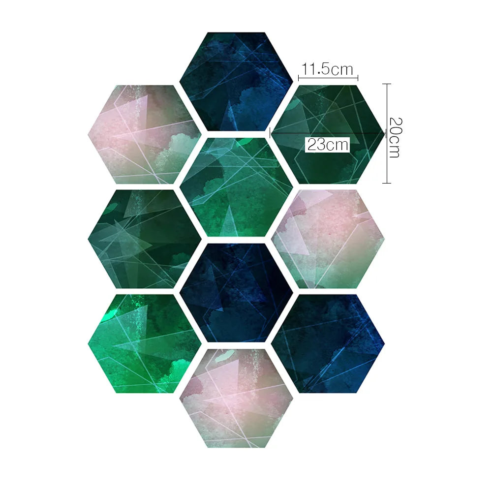 Stereoscopic simulation hexagonal self-adhesive ceramic tile decorative anti-skid coating twill film floor tile wall decor Oasis Select DB058 10pcs