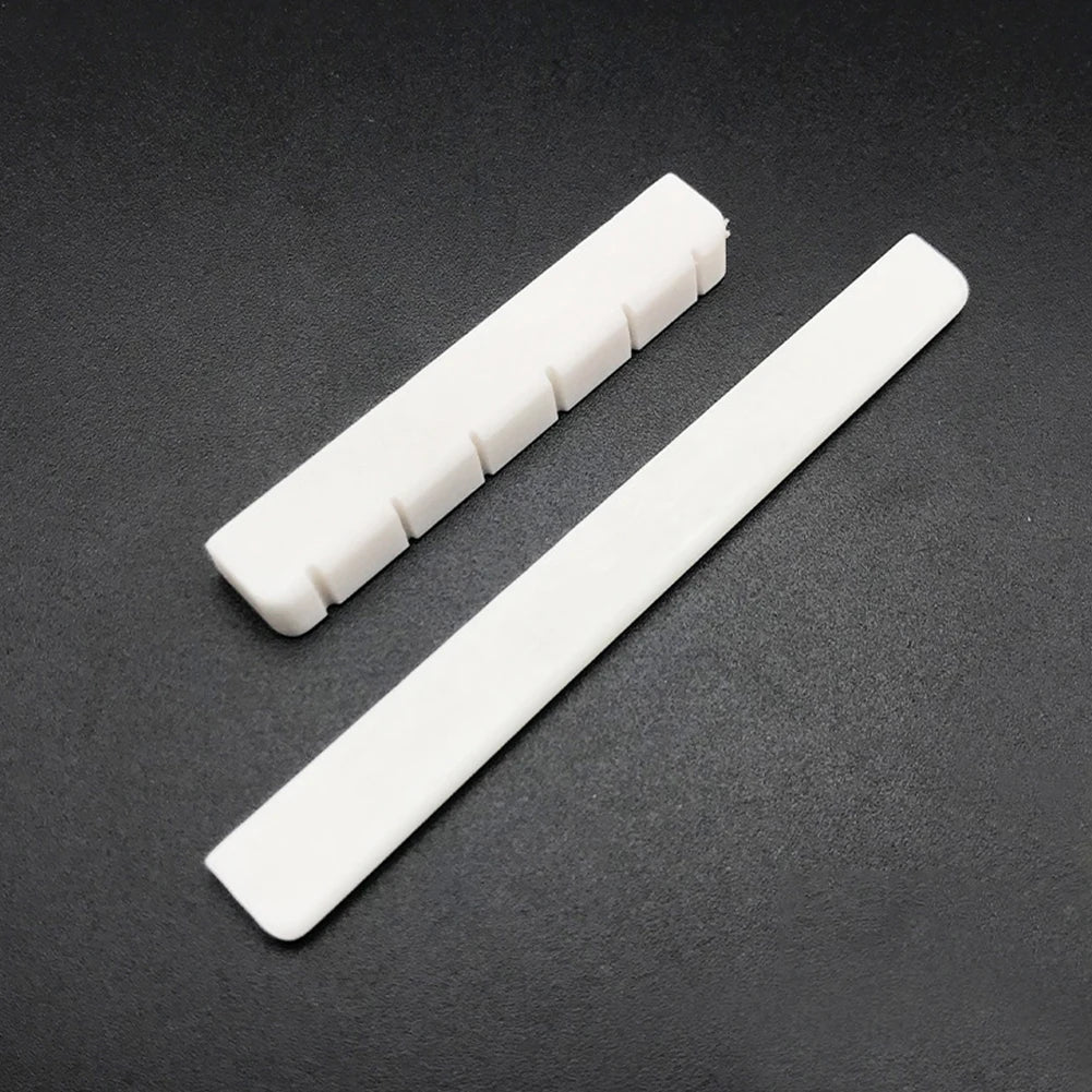 6 String Bone Guitar Bridge Saddle Nut White Bone Bridge Replacement Parts 80mm 52mm Real Bone Guitar Nut Saddle Bass For Music Oasis Select 2PCS