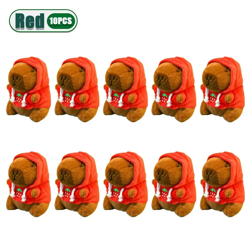 Cute Capybara Plush Pendant Water Dolphin Plush Toy Keychain Bag Charm Pendant Kids Birthday Gift Holiday Party Favor Accessorie Oasis Select Red-10PCS
