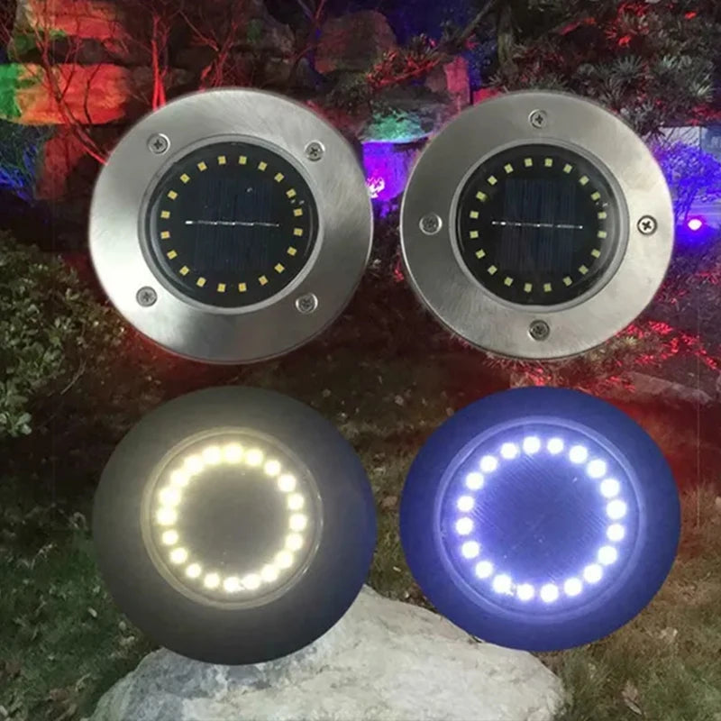 Solar Disk Ground Light 8 LED Outdoor Garden Buried Path Lamp