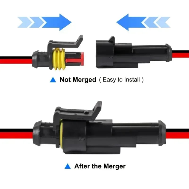 Waterproof 2 Pin Wire Connectors - 20 AWG Automotive Connector Kit for Car, Truck, Motorcycle, and Marine Boat Oasis Select