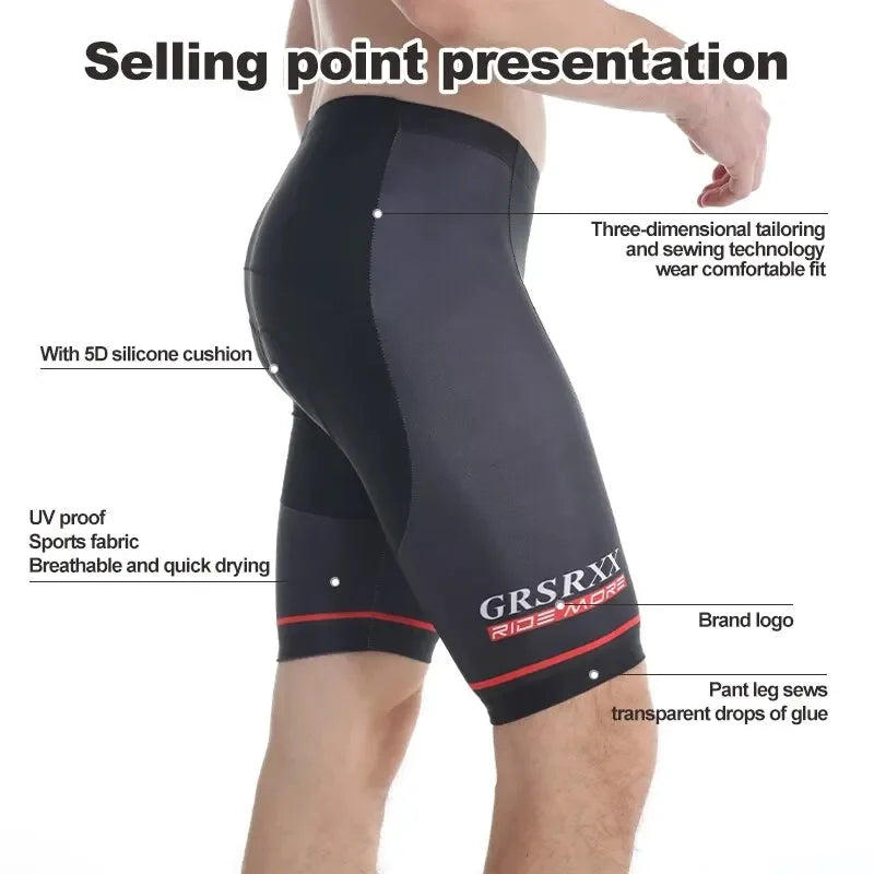 GRSRXX Men's Cycling Shorts Anti-slip Leg Grips Bike Shorts Shockproof 5D Pads Breathable Ciclismo MTB Road Bicycle Bib Short Oasis Select