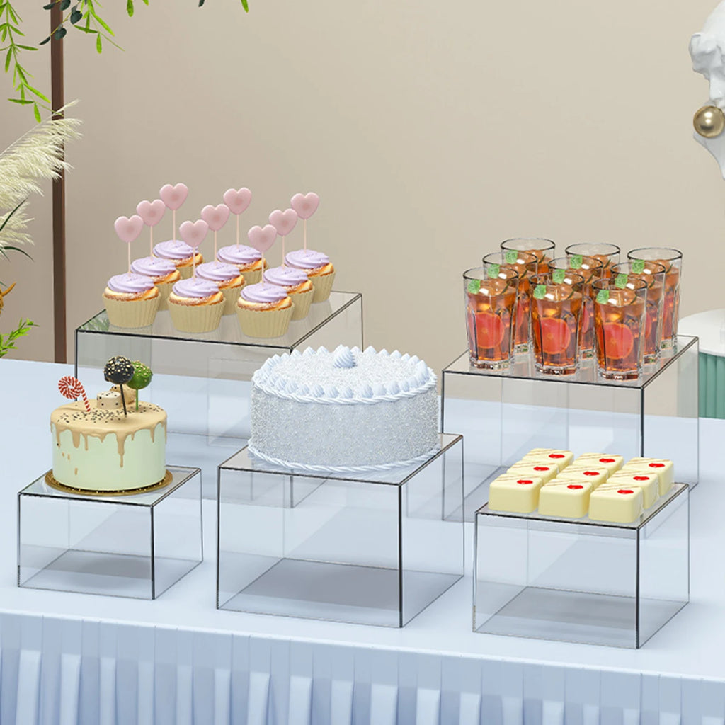3pcs/4pcs acrylic white/transparent cake dessert display stand stackable cake display box suitable for weddings and birthdays Oasis Select