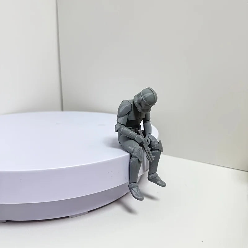 Mini Cool Sitting Soldier Figurine Desktop Hanging Shelf Edge Decor Resin Desk Ornaments for Home Office Bar Quirky Gift for Men Oasis Select Gray 10.5x5cm