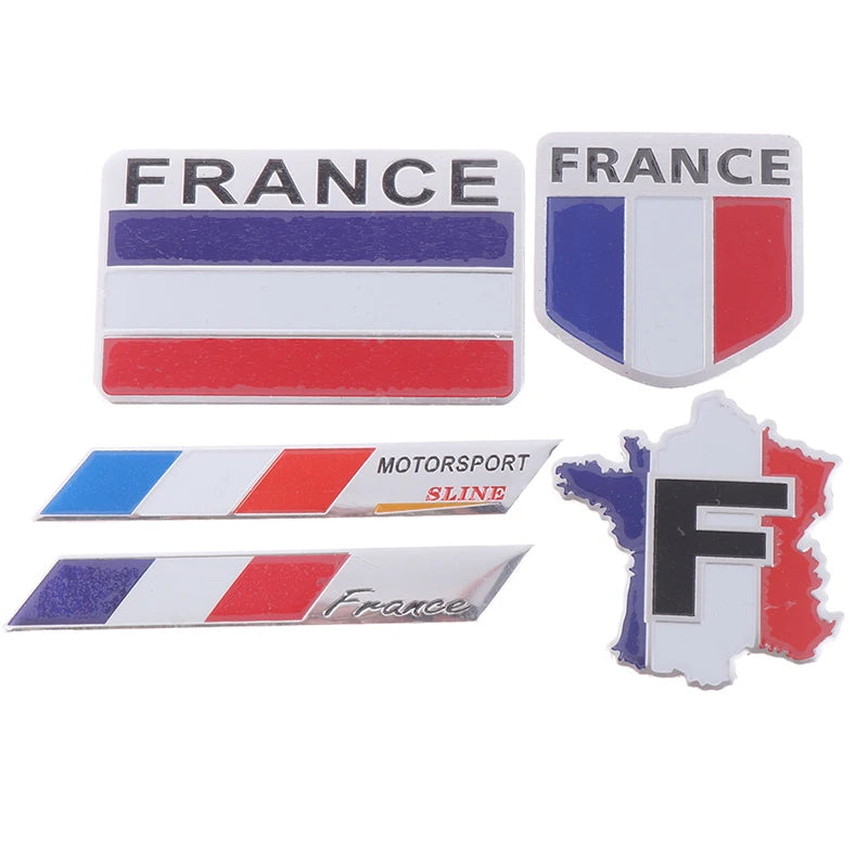 1Pc French flag logo emblem alloy badge car motorcycle decor stickers Oasis Select
