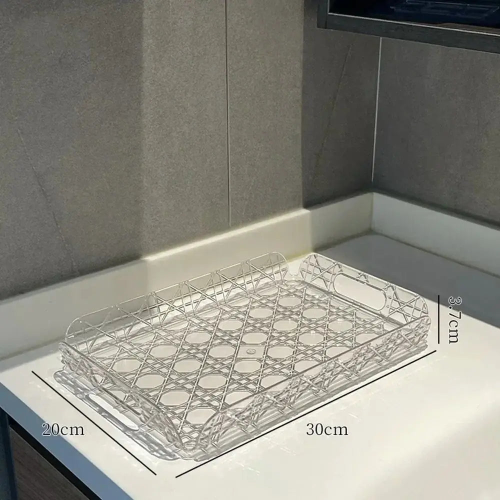 Household Rectangular Storage Tray Light Luxury Transparent Water Cup Storage Tea Tray Countertop Home Decoration Organizer Tray Oasis Select