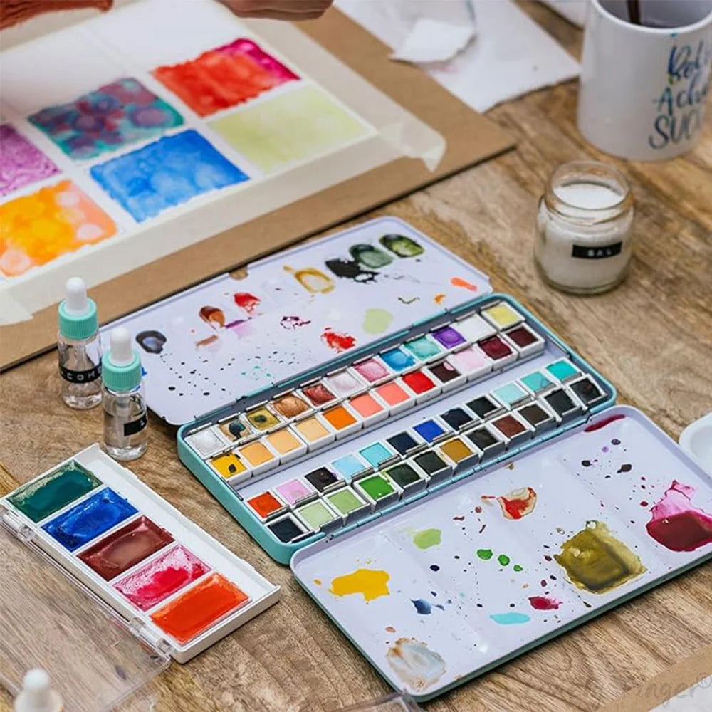 1ml Empty Watercolor Pans, Plastic Watercolor Tins for Watercolor Oils Acrylic Painting Travel Tin Case Palette Oasis Select