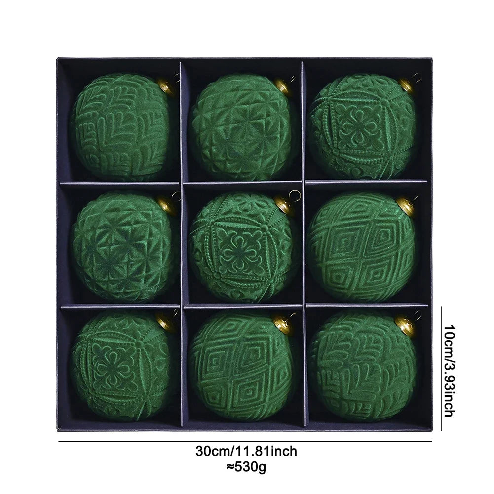 9-Pack Elegant Velvet Christmas Balls 10cm Hanging Ornaments Suitable For Festive Christmas Ornaments For Xmas Trees Home Decor Oasis Select Green China Mainland