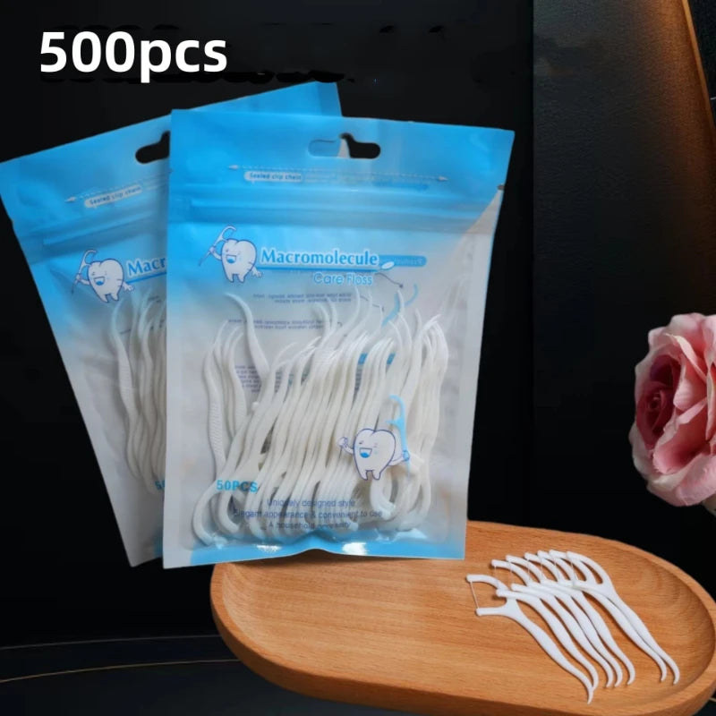 100/300/600Pcs Disposable Dental Floss Sticks Ultra-Fine Portable Toothpick Flosser Set Dental Oral And Travel Care Supplies Oasis Select